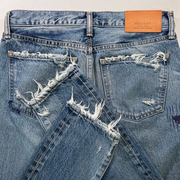 Moussy May Ripped & Repaired Tapered Jeans Japanese Denim Baggy Size 26 - Picture 12 of 12